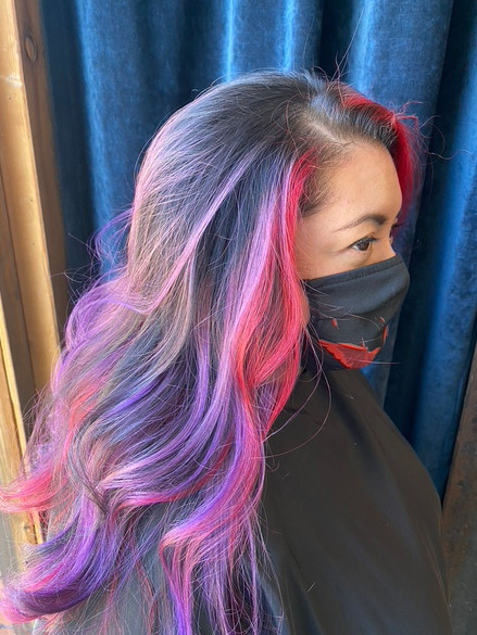 Red and Purple Balayage Hair color