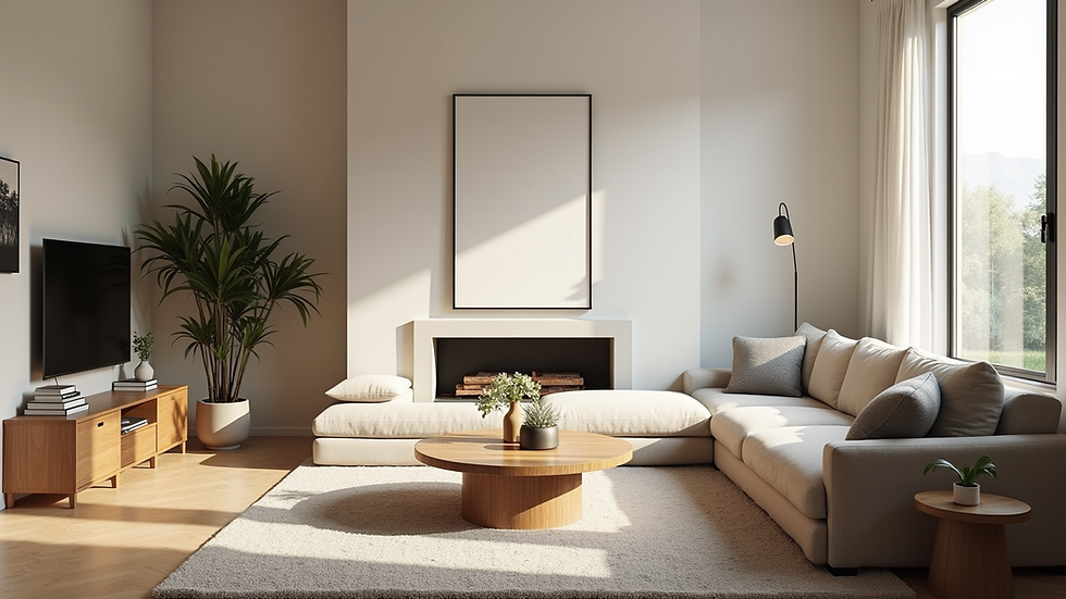 Eye-level view of a beautifully renovated living room