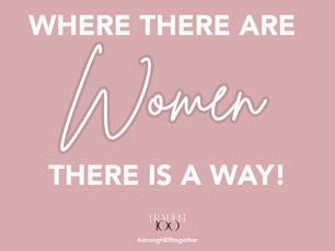 Grafik mit rosa Hintergrund und dem Schriftzug „Where there are women, there is a way!“ sowie dem Frauen100-Logo.