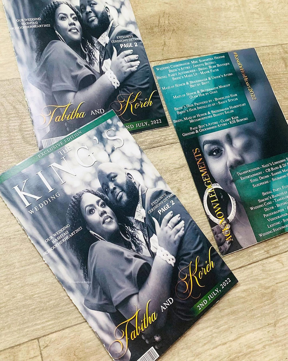 Thumbnail: 8.5 x 5.5 inch wedding program booklet with custom design" "Personalized magazine wedding program with polished presentation"