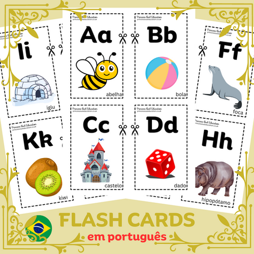 FLASH CARDS ABC IN PORTUGUESE Princess Owl