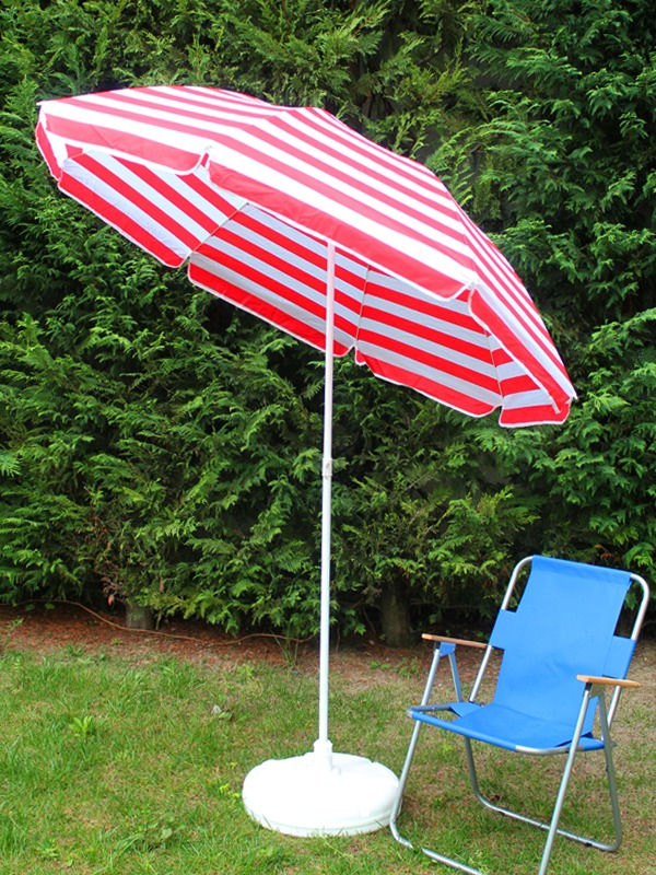 Küçük resim: 200cm Kırmızı Beyaz Plaj Şemsiyesi