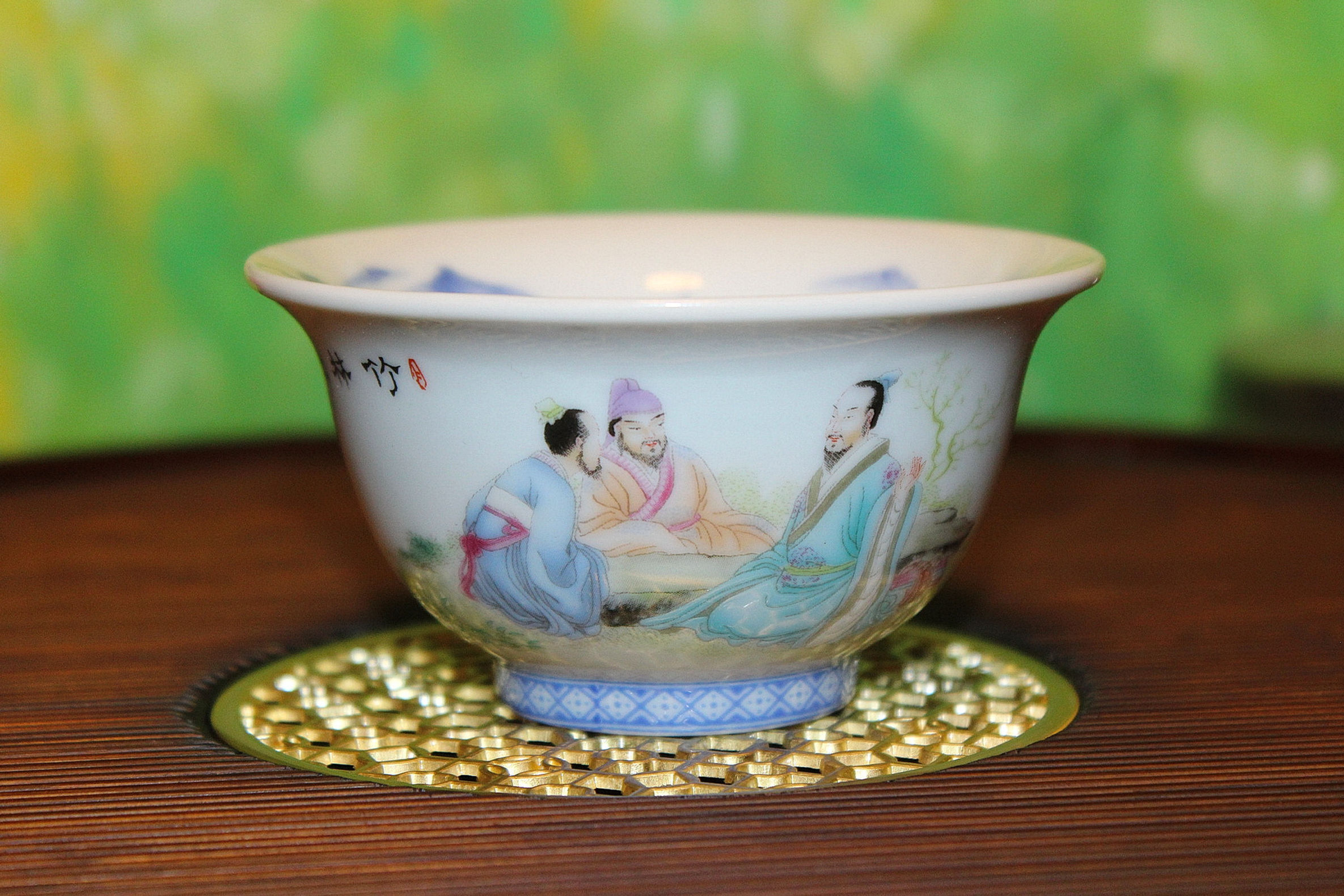 Пиала «Семь мудрецов в бамбуковом лесу», Цзиндэчжэньский фарфор, 100ml.