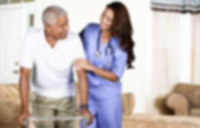 Woman helping elderly man