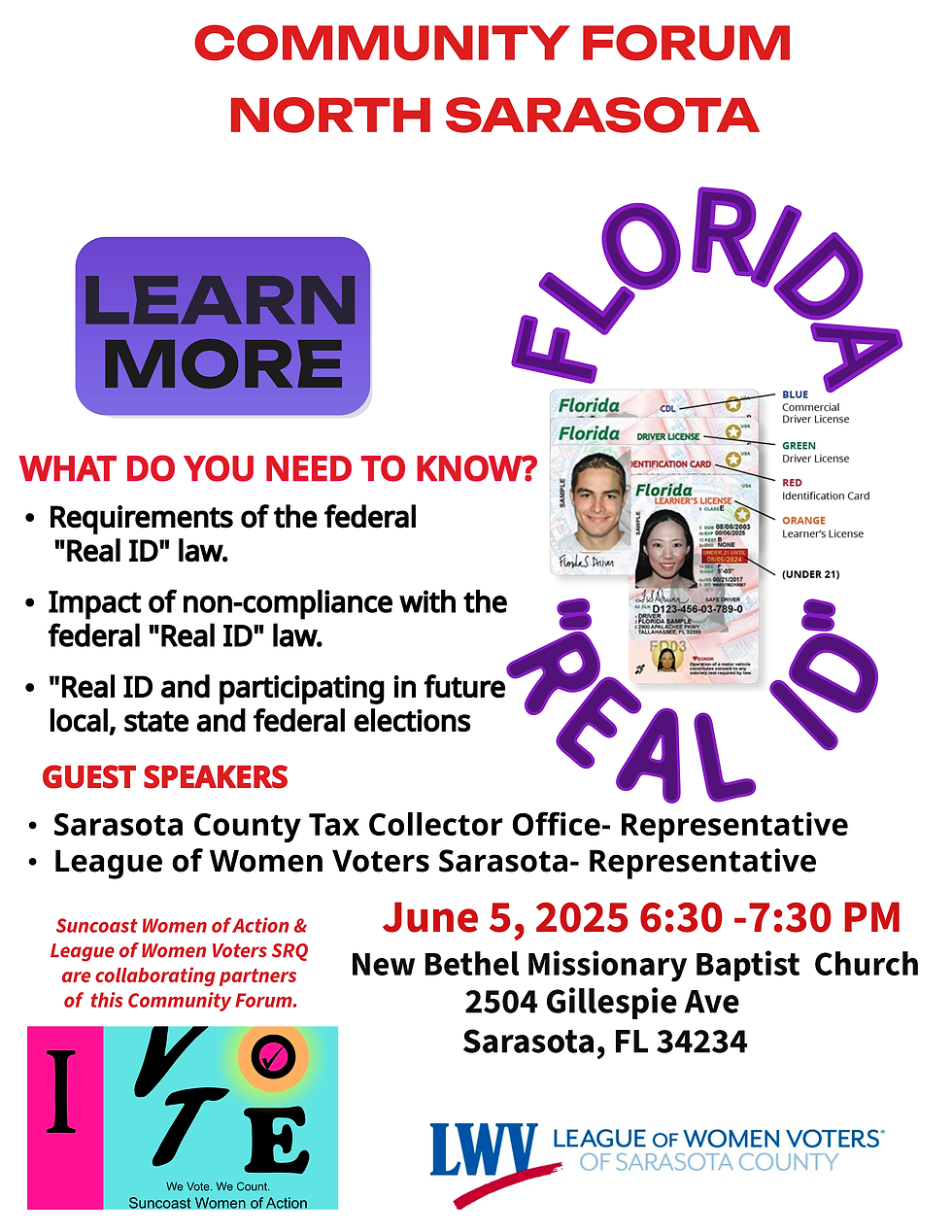 Community Forum North Sarasota: Florida "REAL ID"