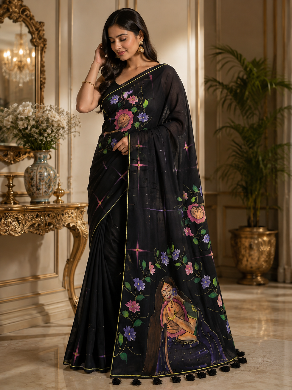 Thumbnail: Shakuntala Handpainted Mul Cotton Saree