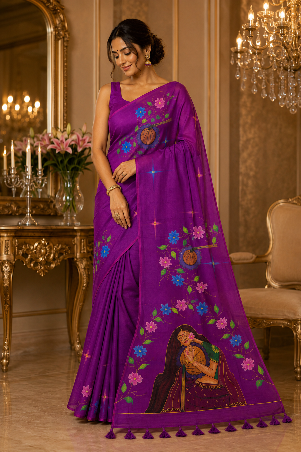 Shakuntala Handpainted Mul Cotton Saree