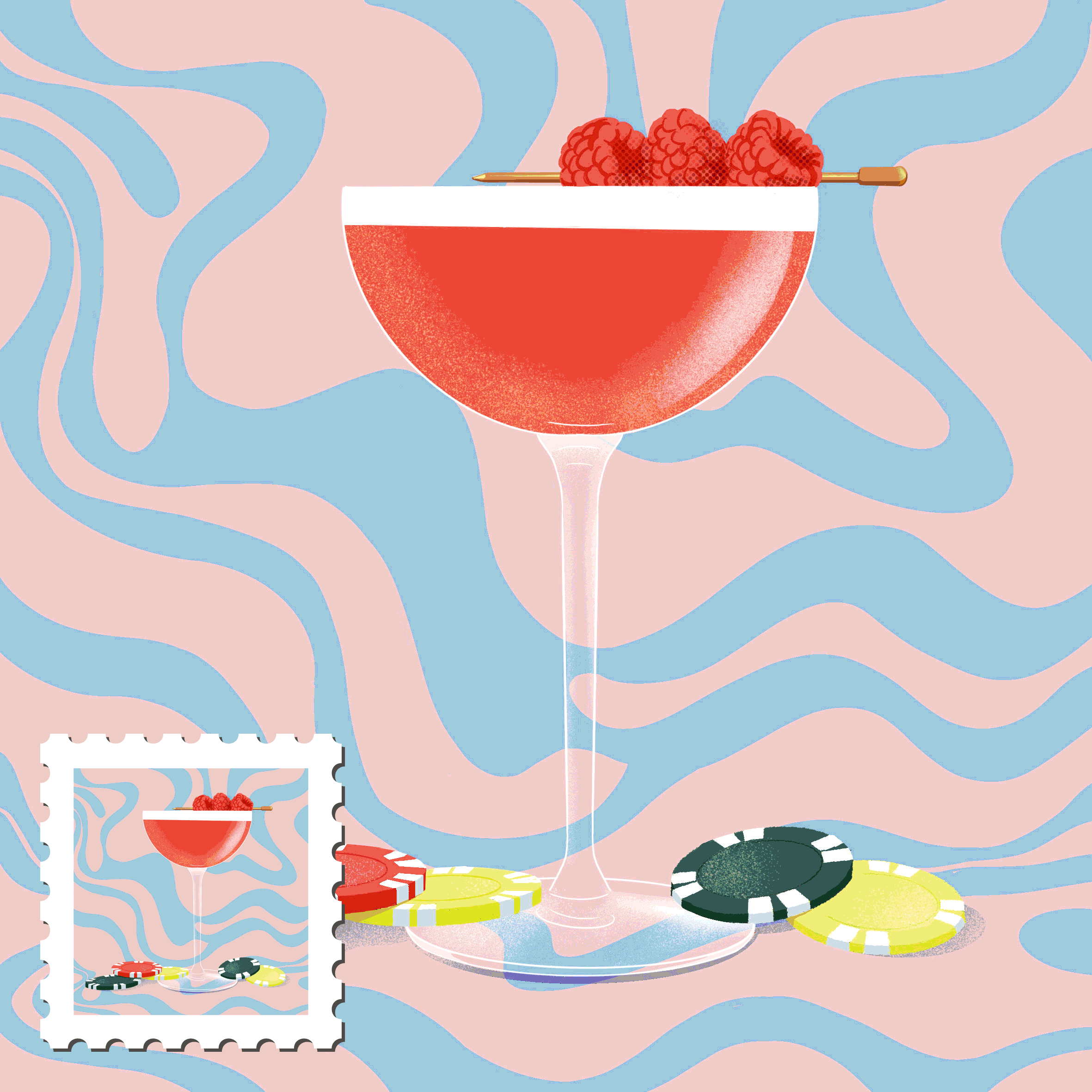 stamp cocktail illustration alcohol