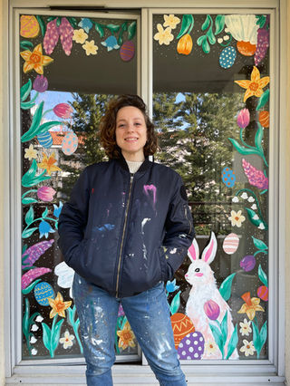 Décorations et peinture sur vitrines sur Toulouse sur le thème de Paques , haute-garonne, par Morgane Mlynarski