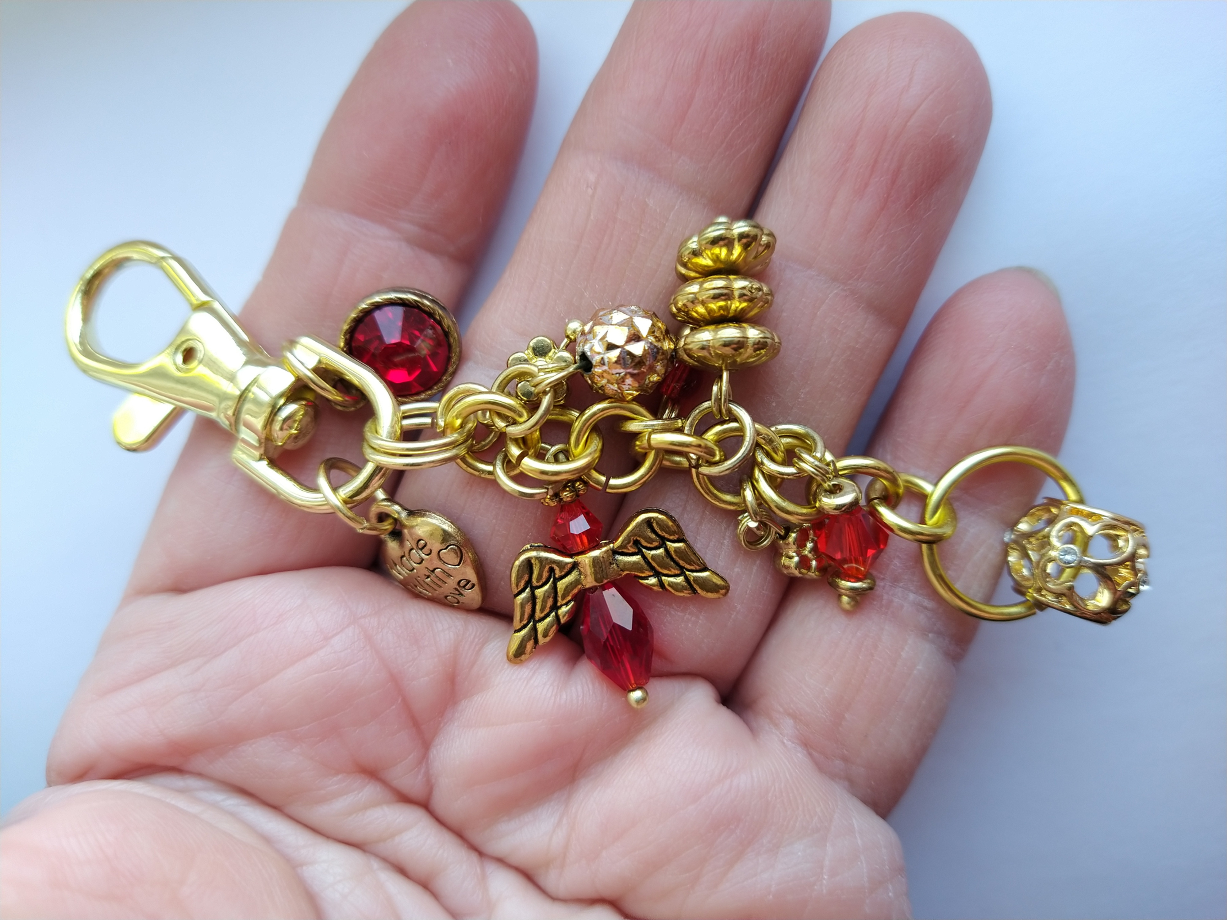 Bold Red - Garnet Angel in Gold Purse Dangle