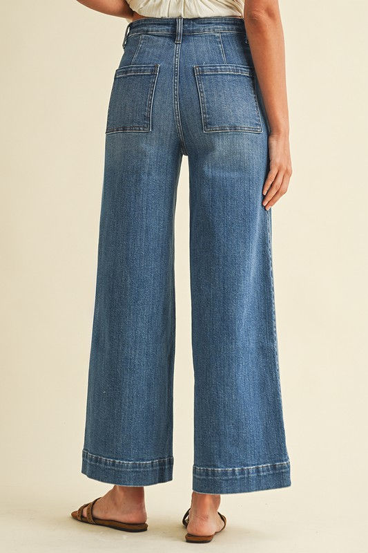 Thumbnail: STRETCH HIGH RISE WIDE LEG JEANS