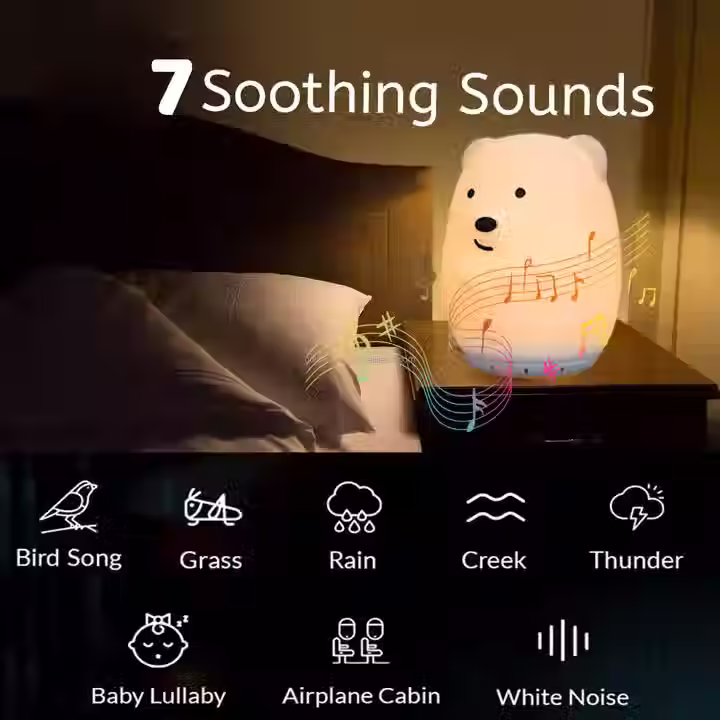 Bear white noise machine with night light