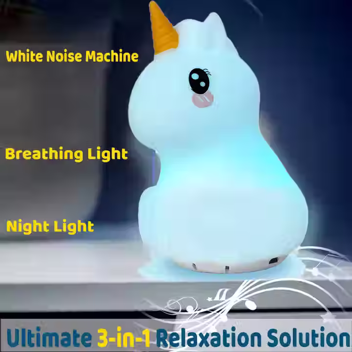 Unicorn white noise machine with night light