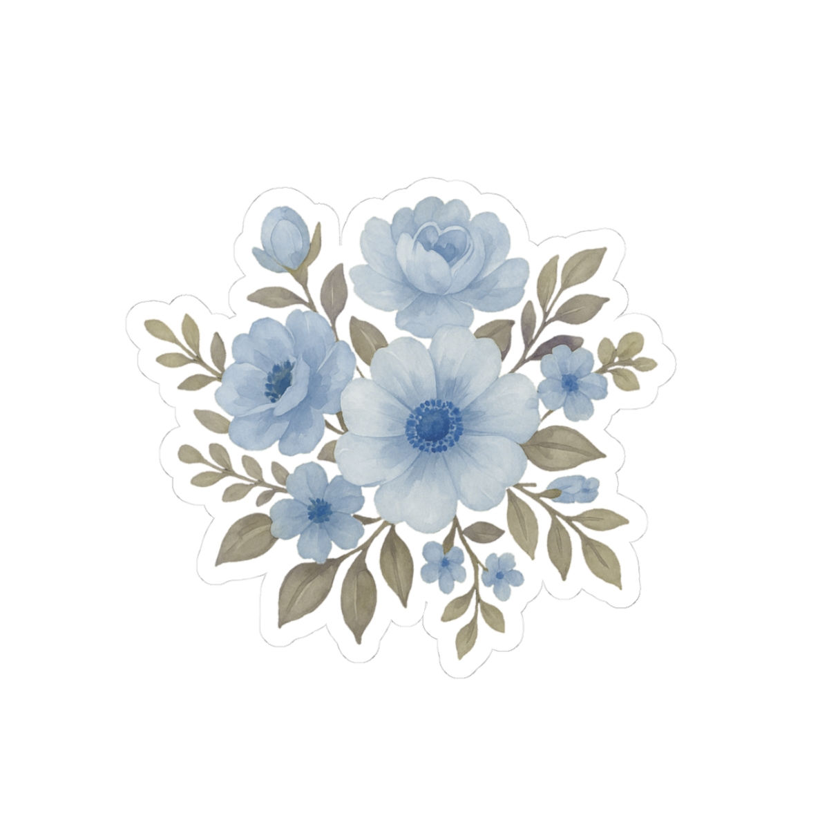 Blue Flowers - Kiss-Cut Stickers