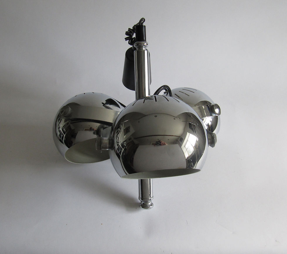 Thumbnail: 70s RETRO 3 CHROME BALL CEILING LIGHT RICHARD ESSIG?