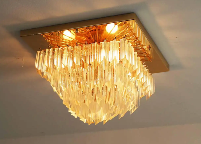 Thumbnail: 1970s Chandelier Murano Venni Glass Prism Quadriedri Chrystals