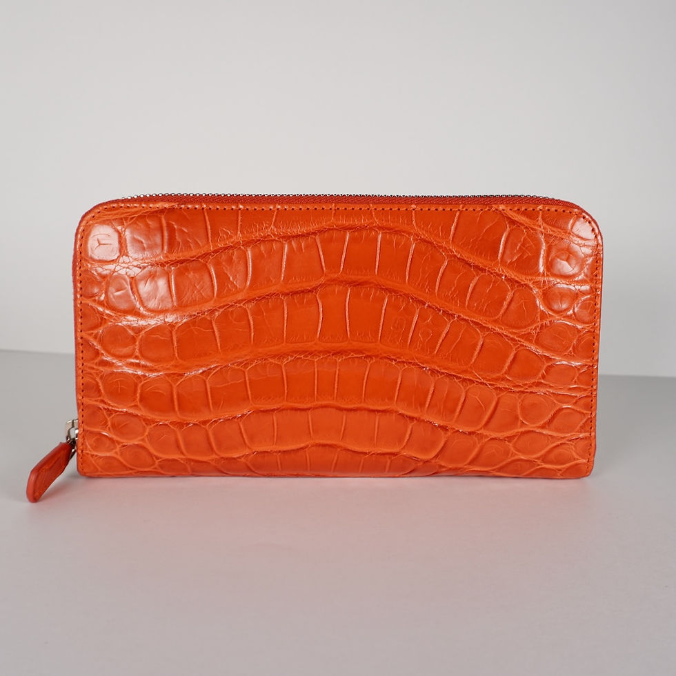 Thumbnail: PR127 Long Wallet with Round Zipper in Crocodile Material