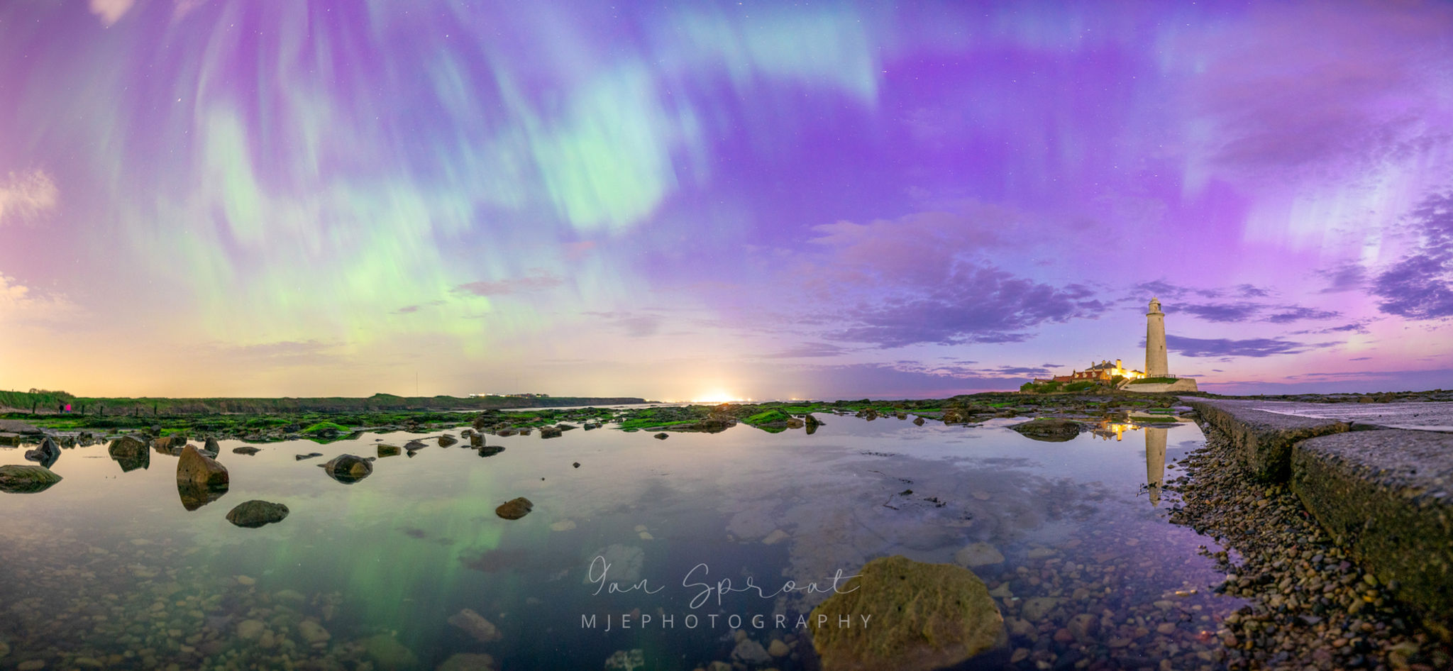 Limited edition print of northern lights as Dawn was breaking over St Mary's 