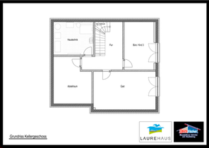 Grundriss Kellergeschoss 
des Einfamilienhaus E-15 aus einer Ausführungsplanung.
Beauftragt von der Fa. Laure Haus
