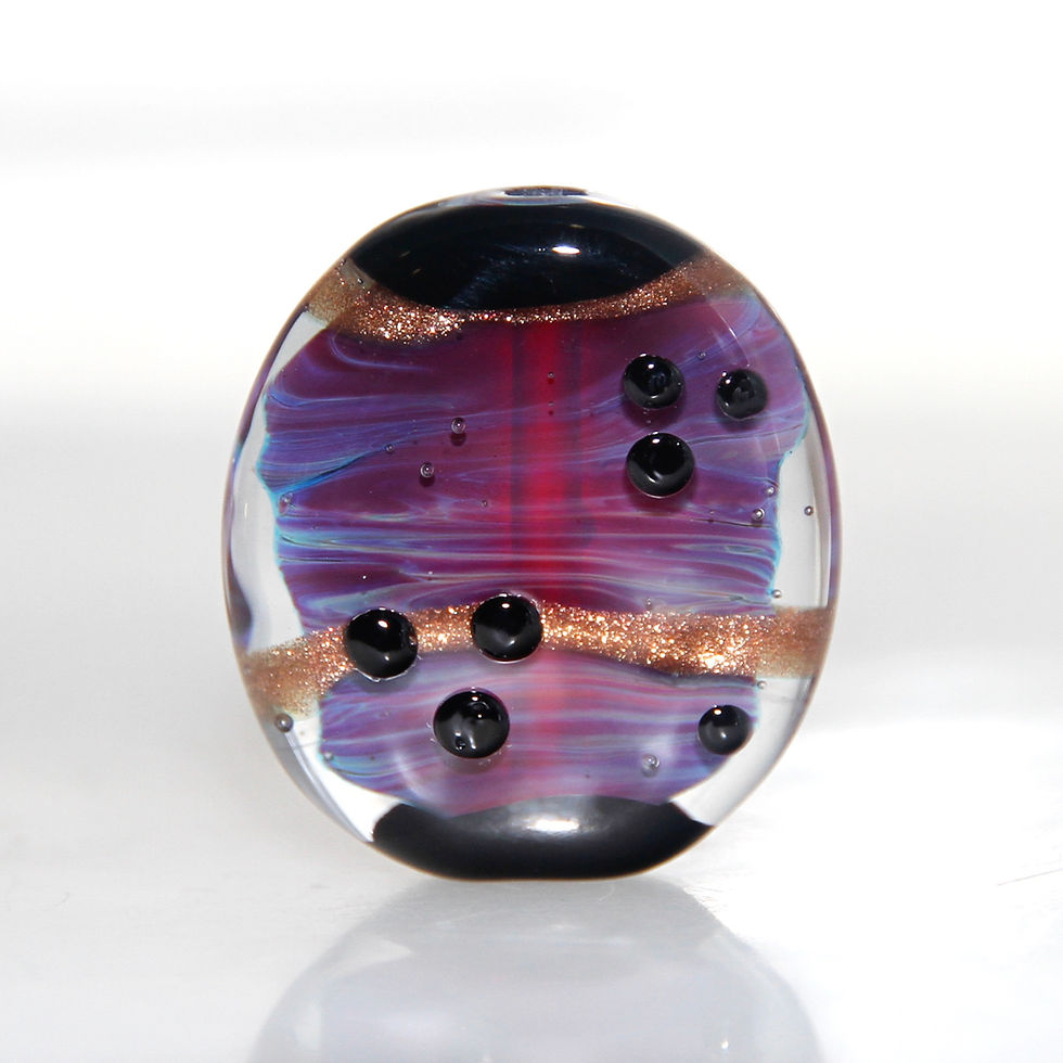 Thumbnail: Deep Crimson and Black Dotty Lampwork Glass Focal Bead