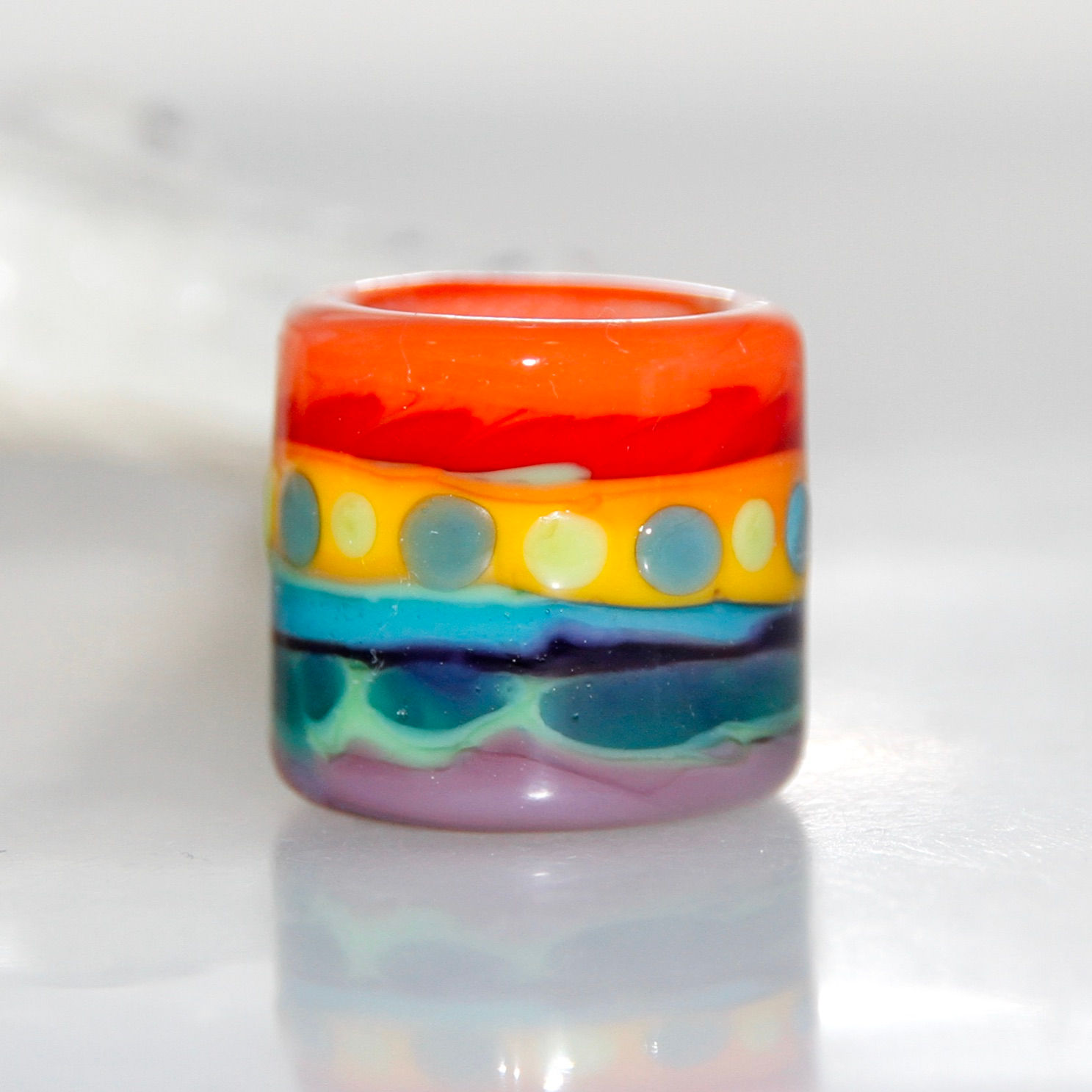 Patterned Rainbow Dread Bead 10.5mm Hole