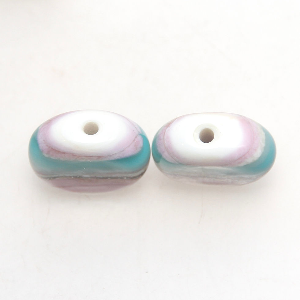 Thumbnail: Elafonissi Seafoam Beach Lampwork Glass Bead Pair