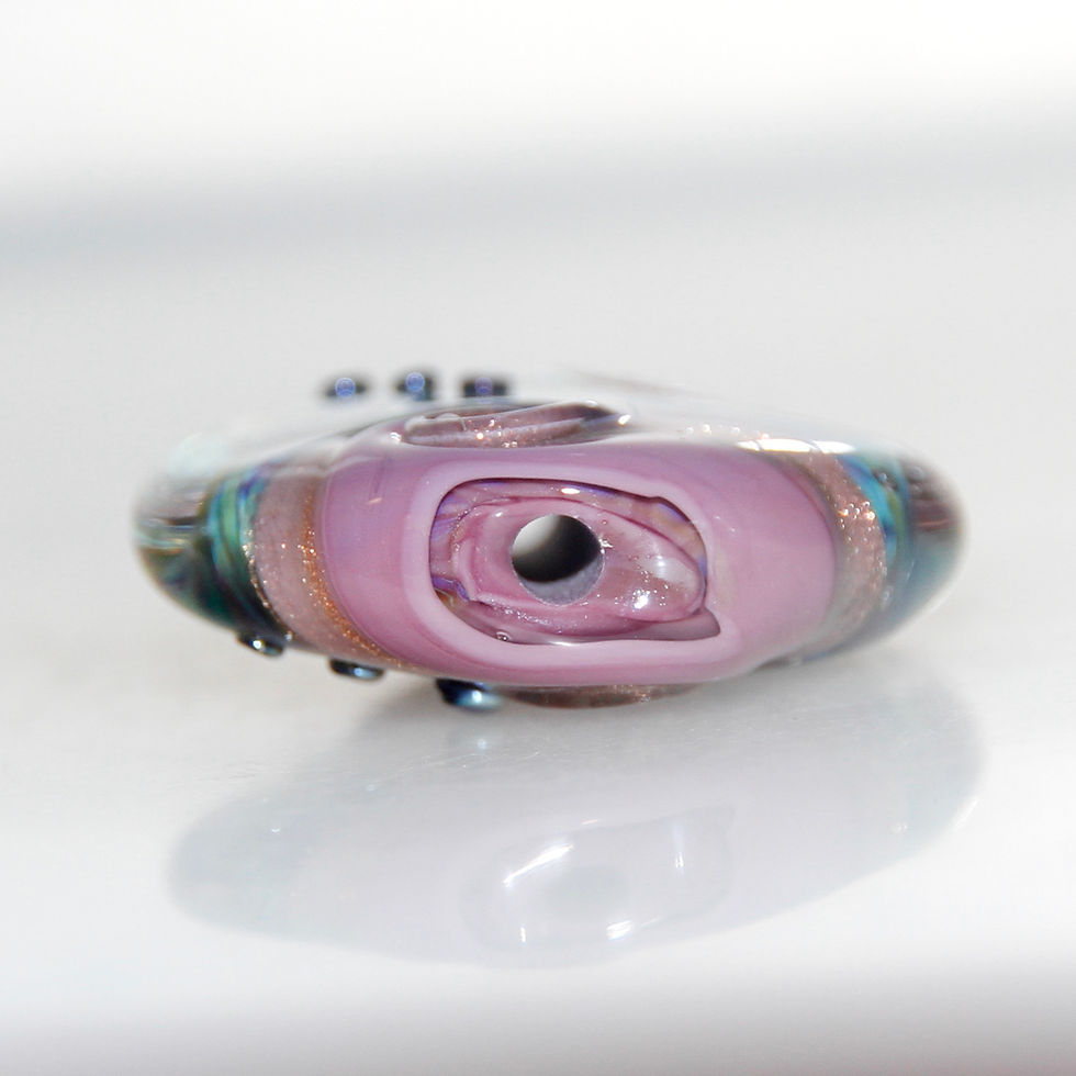 Thumbnail: RESERVED Purple with Blue Mottled Lustre and Goldstone Lampwork Glass Focal Bead