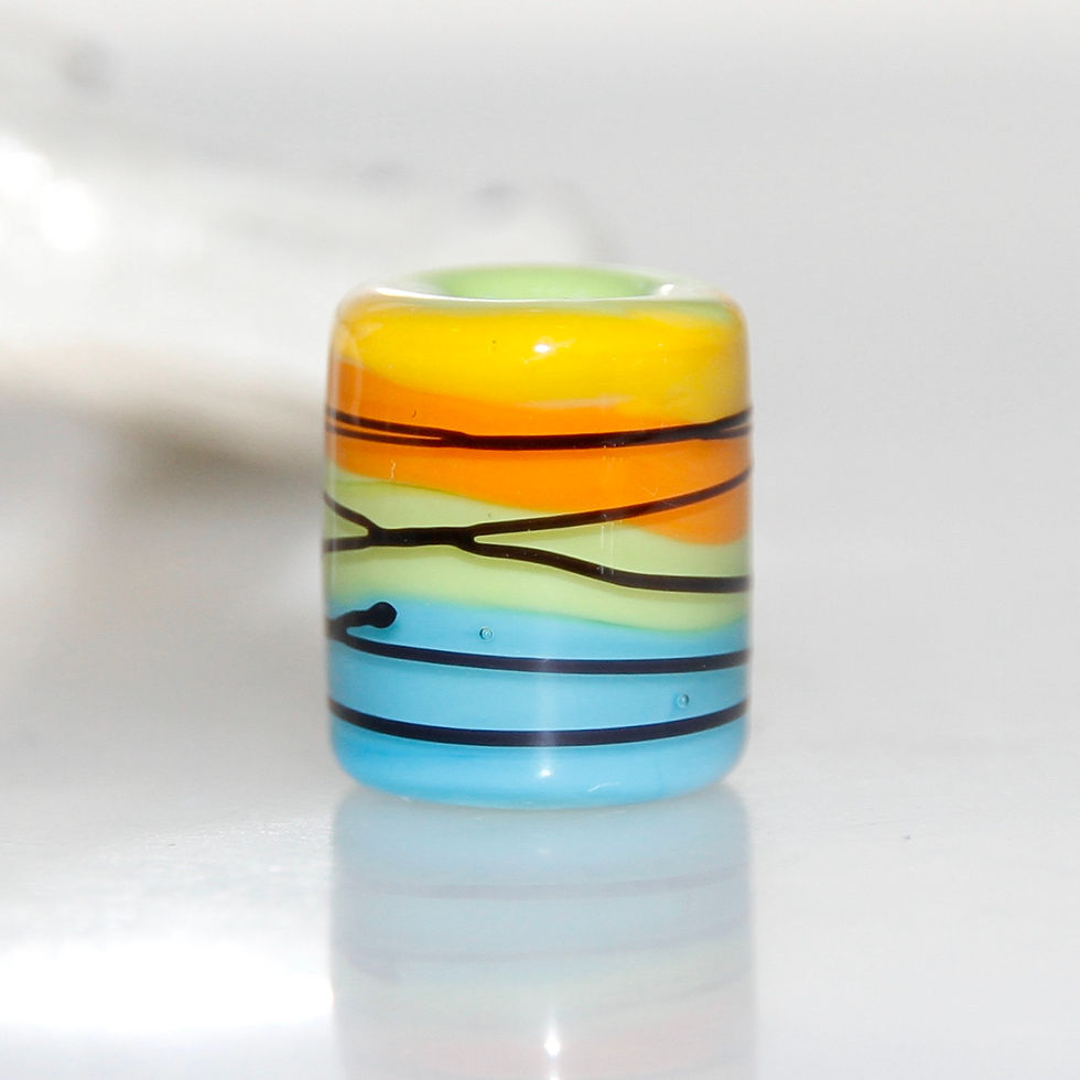 Thumbnail: Middle Rainbow Striped with Black Glass Dreadlock Bead 5.5mm Hole