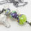 Thumbnail: Lime and Purple Garden Lampwork Glass Tassel Necklace