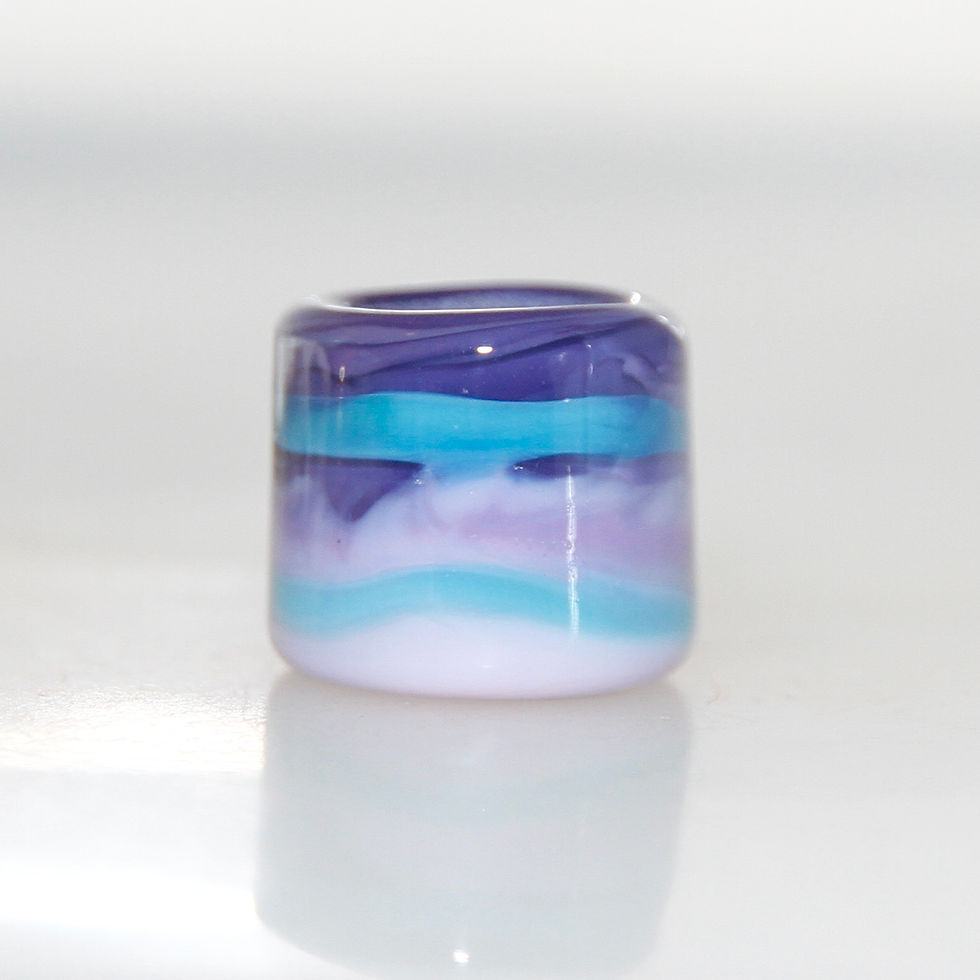 Thumbnail: Purple and Aqua Blue Glass Dreadlock Bead 9mm Hole