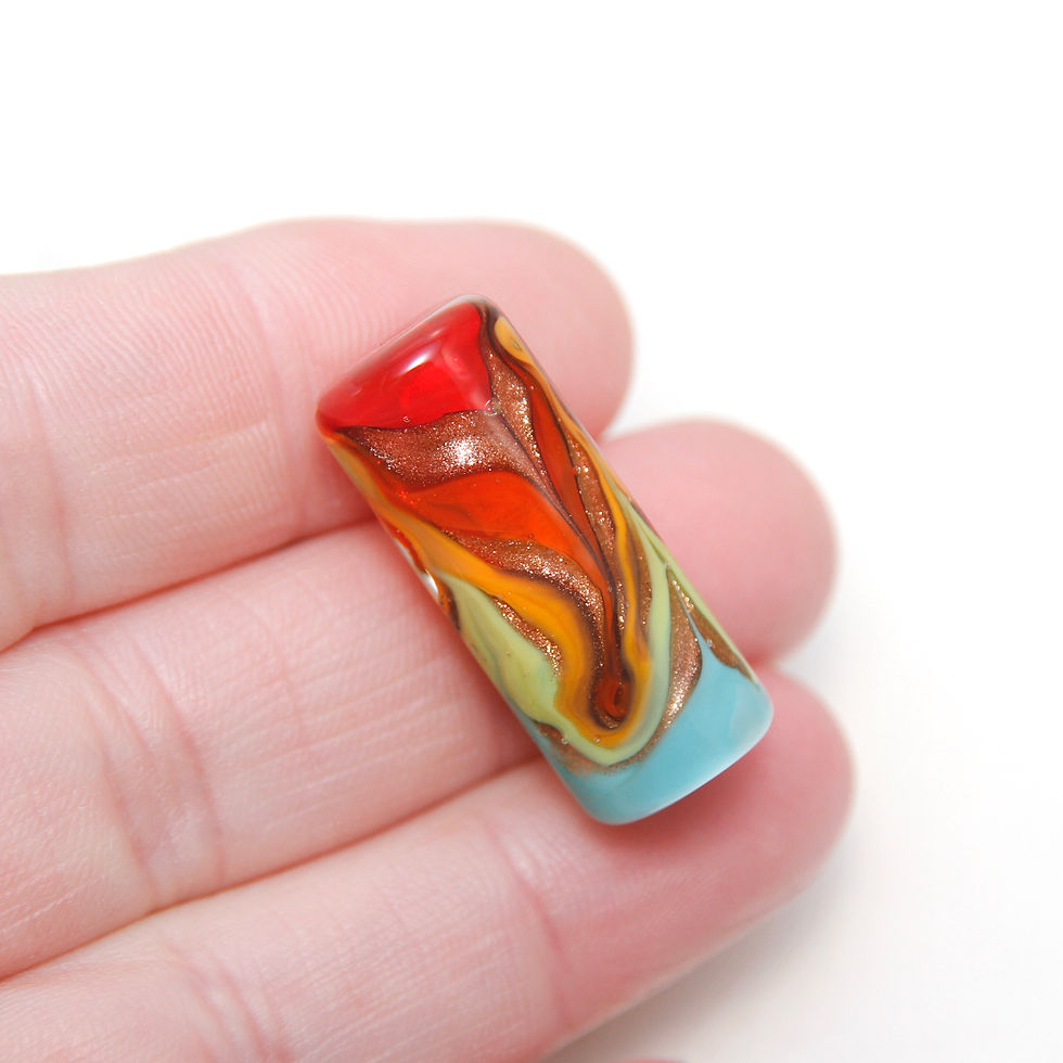 Thumbnail: Rainbow Goldstone Barrel Lampwork Glass Bead