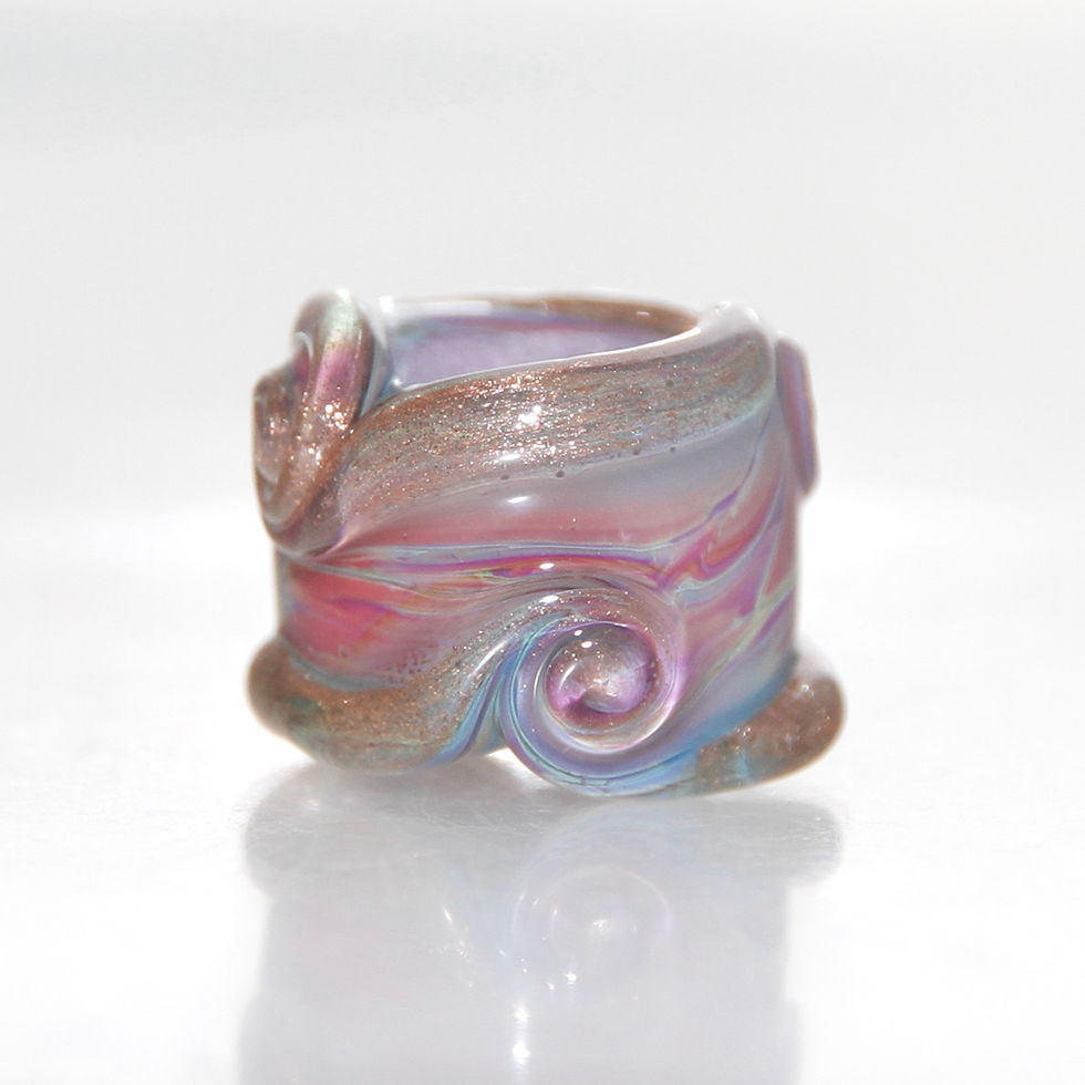 Thumbnail: Desert Multicolour Goldstone Swirl Glass Dreadlock Bead 8mm Hole