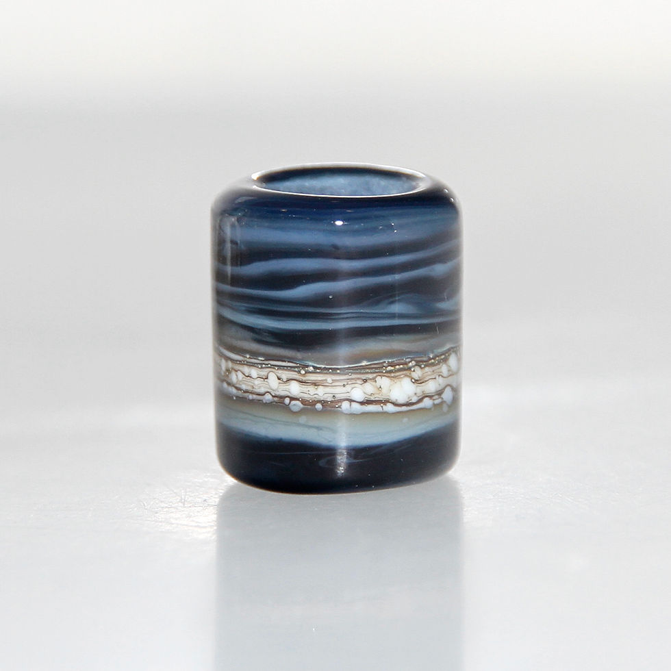 Thumbnail: RESERVED Inky Dark Night Organic Glass Dreadlock Bead 7mm Hole