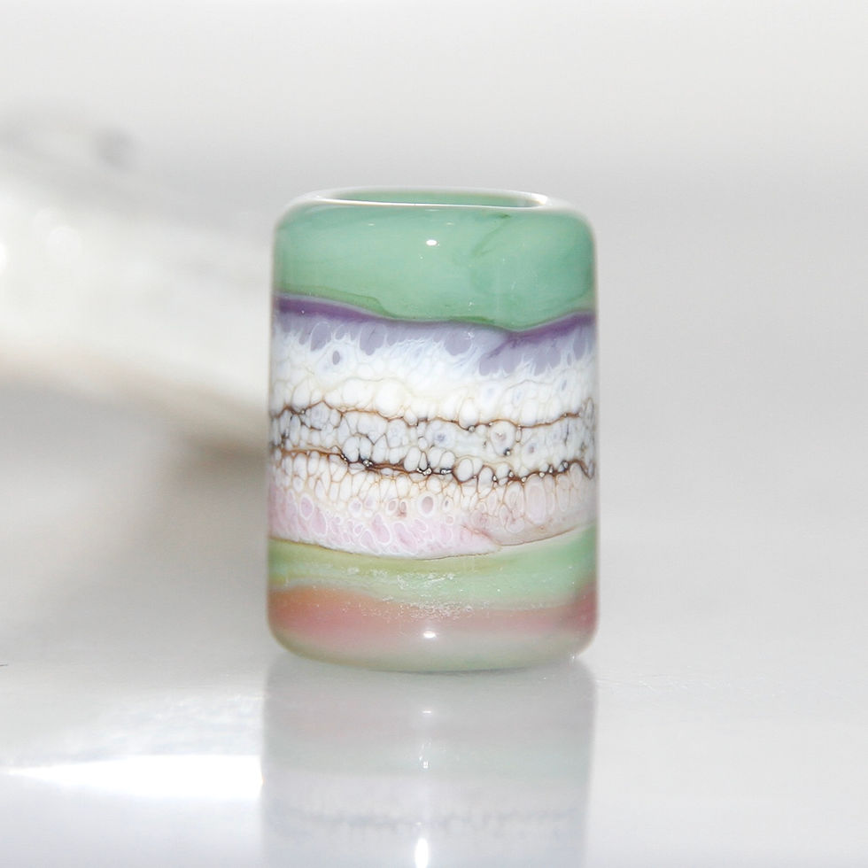 Thumbnail: Green Lavender Organic Ivory Glass Dreadlock Bead 7mm Hole