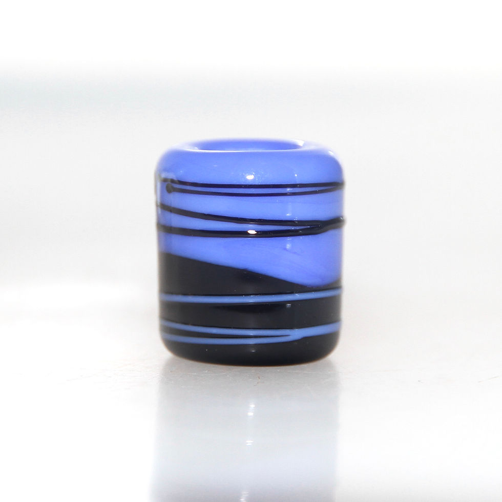 Thumbnail: Periwinkle Blue and Black Glass Dreadlock Bead 7mm Hole