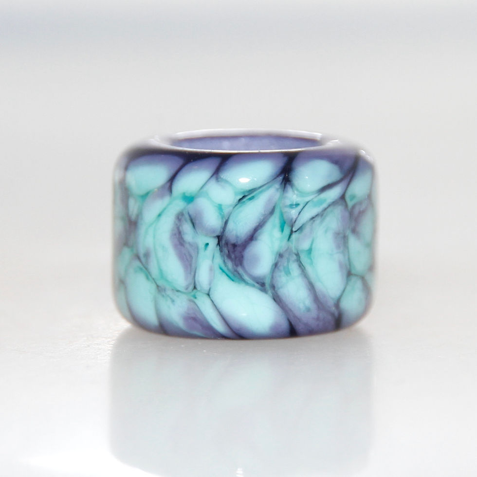 Thumbnail: Dark Purple with Turquoise Speckles Glass Dreadlock Bead 8mm Hole