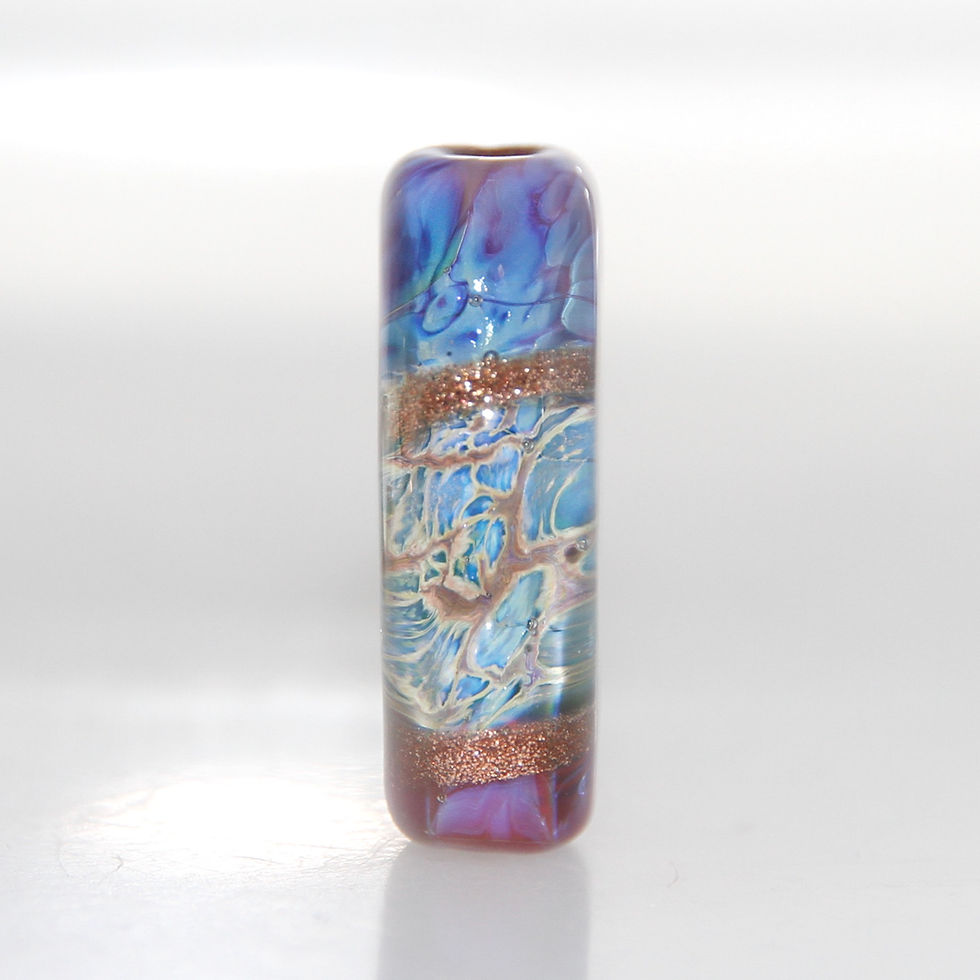 Thumbnail: Purple Pink and Blue Rivers Lampwork Glass Focal Bead