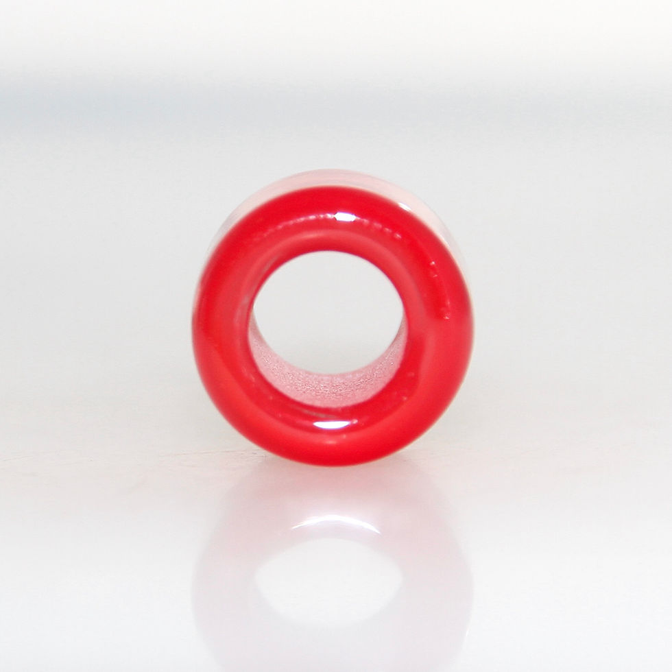 Thumbnail: Dotted Red Glass Dreadlock Bead 7mm Hole