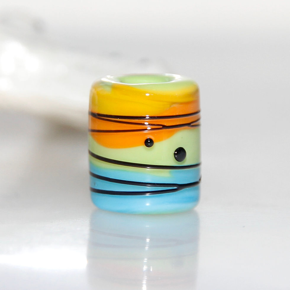 Thumbnail: Middle Rainbow Striped with Black Glass Dreadlock Bead 5.5mm Hole