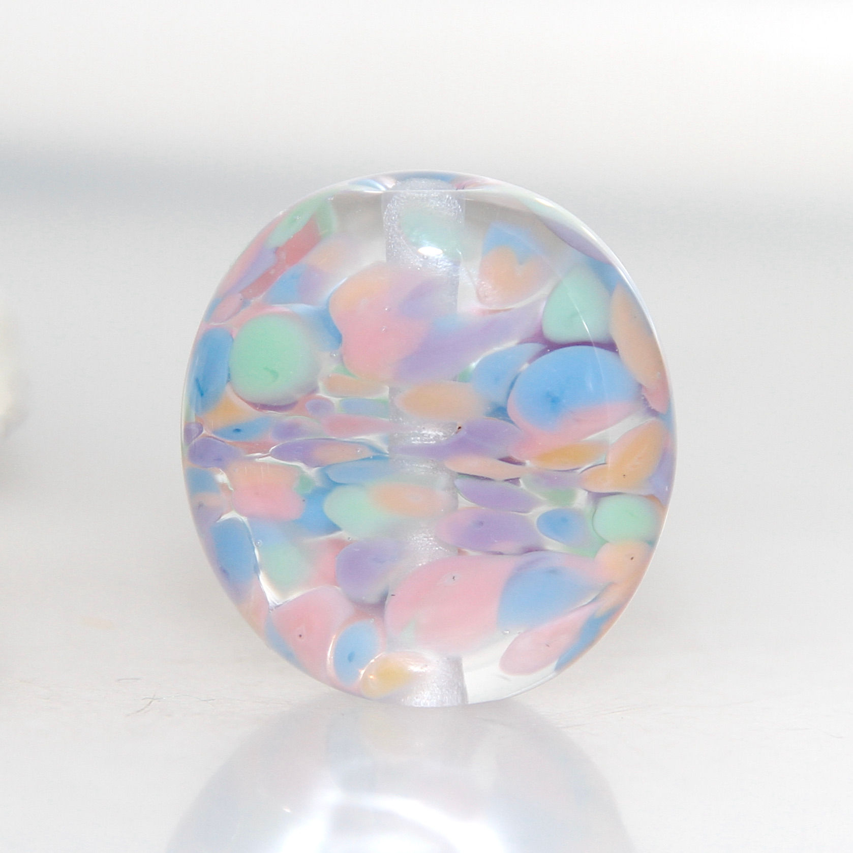 Transparent with Pastel Rainbow Colours Lampwork Glass Small Focal Bead