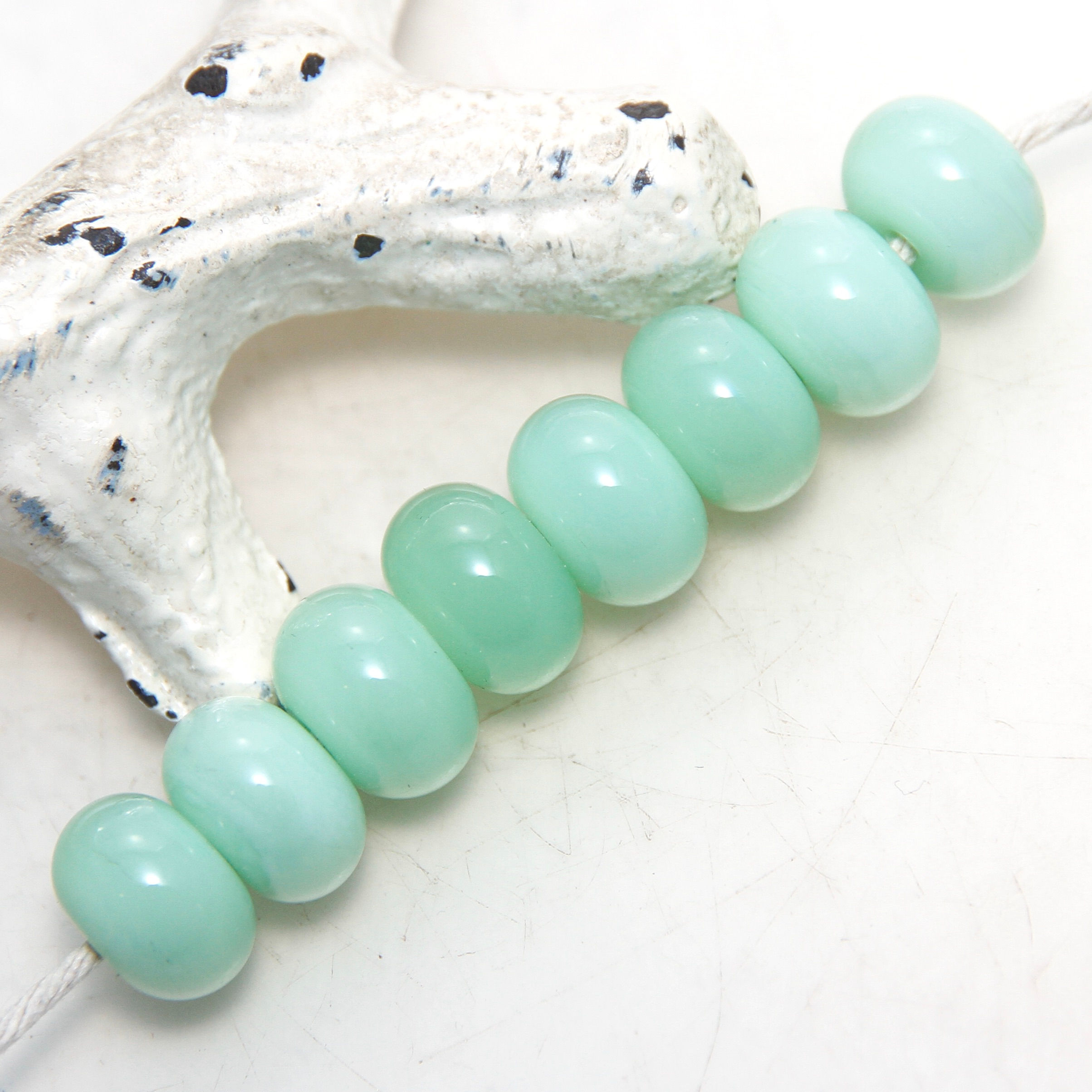 Seafoam Blend Lampwork Glass Spacer Bead Set