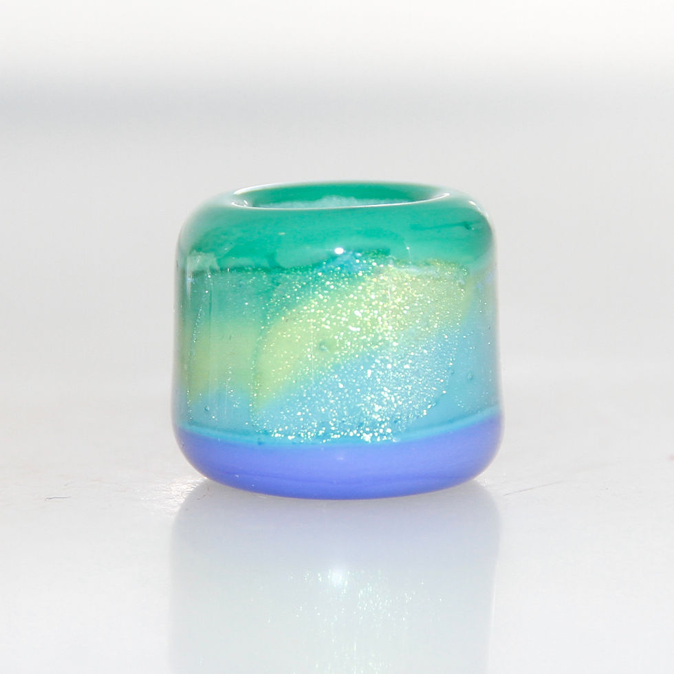 Thumbnail: Blue and Green Sparkle Glass Dreadlock Bead 8.5mm Hole