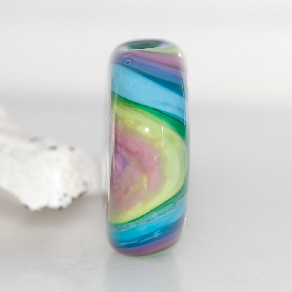 Thumbnail: Soft Rainbow Swish Lampwork Glass Focal Bead