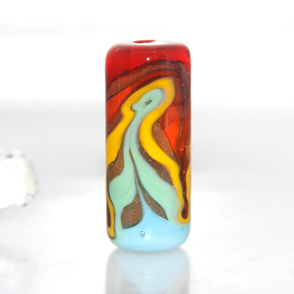 Thumbnail: Rainbow Goldstone Barrel Lampwork Glass Beads