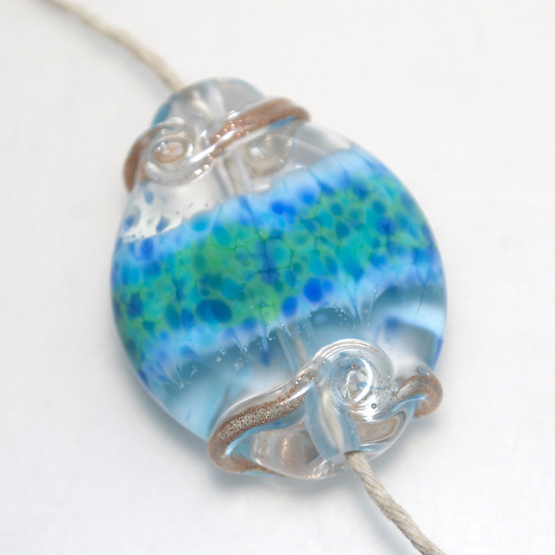 Thumbnail: Pond Speckle Lampwork Glass Focal Bead