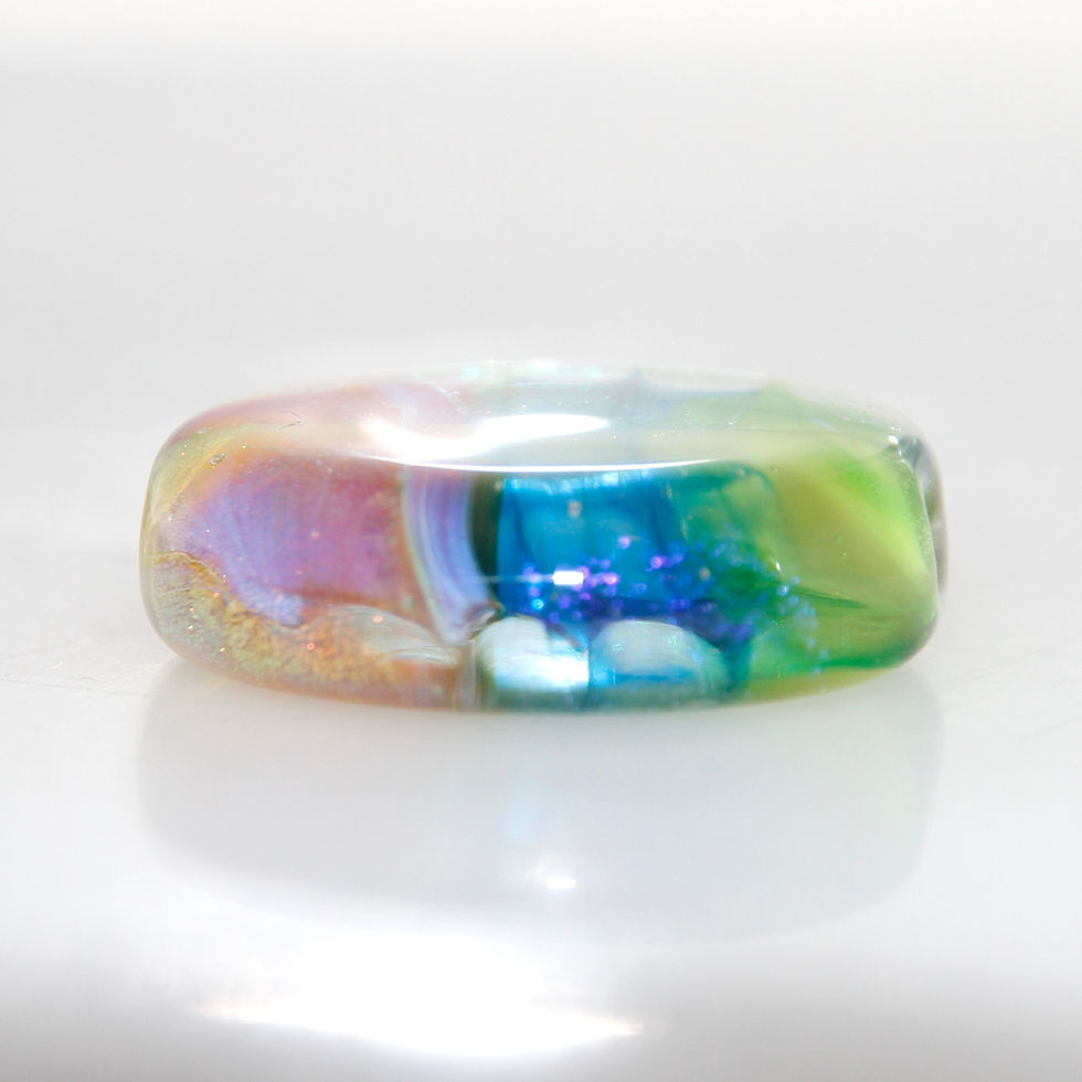 Thumbnail: Shimmery Rainbow on Rainbow Lampwork Glass Focal Bead