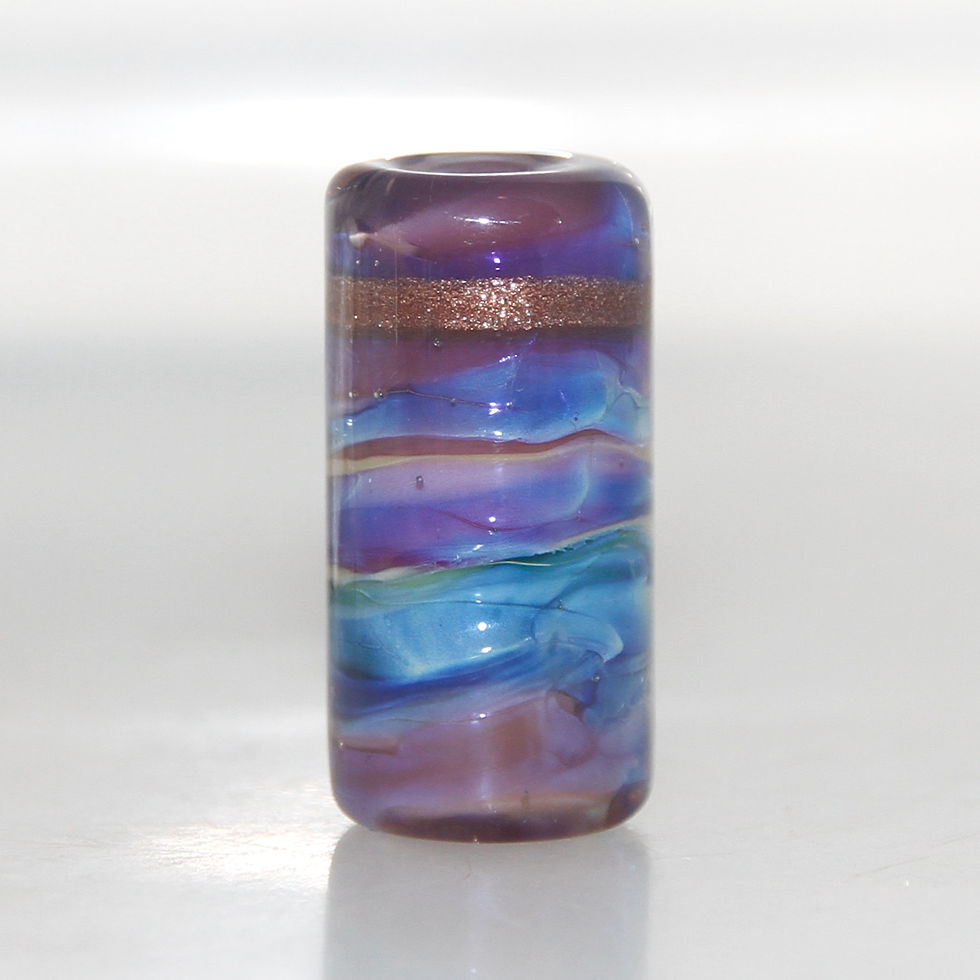 Thumbnail: Purple and Blue Shiny Lustre with Goldstone Lampwork Glass Bead