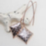 Thumbnail: Shiny Copper Patterned Diamonds with Rose Gold Filled Earrings