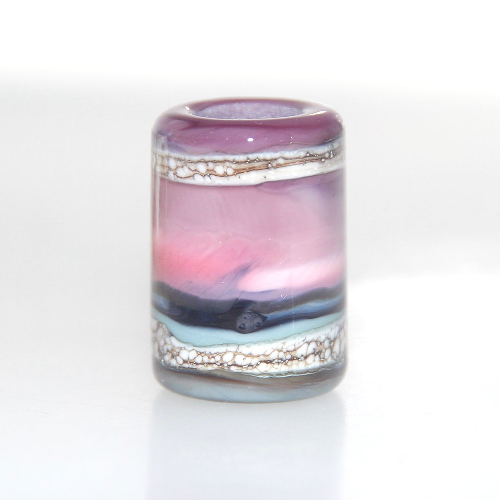 Thumbnail: Organic Purple Pink and Dark Ink Glass Dreadlock Bead 7mm Hole
