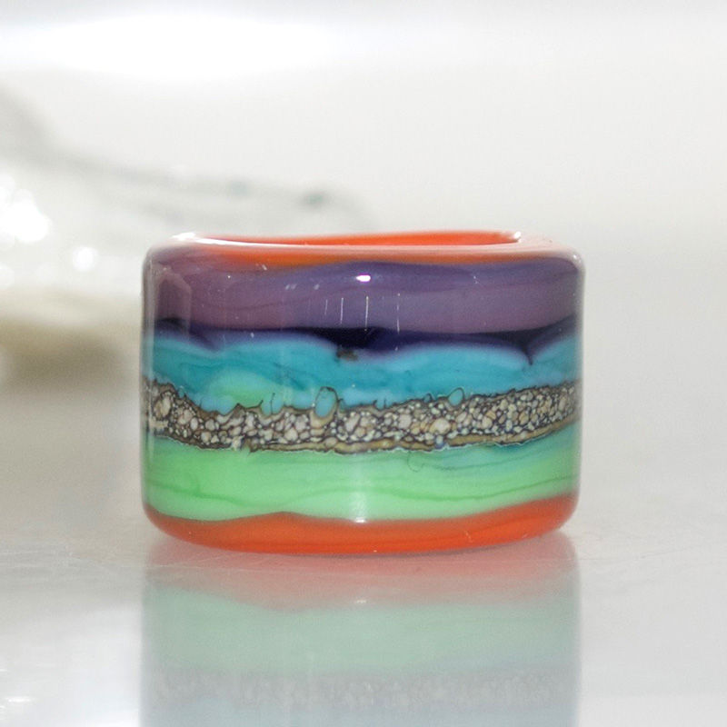 Thumbnail: Colourful Striped Organic Dread Bead
